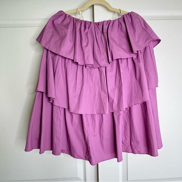 Anthro Corey Lynn Calter Balbina Strapless Mini Dress Ruffle Mauve Small New - Picture 7 of 15